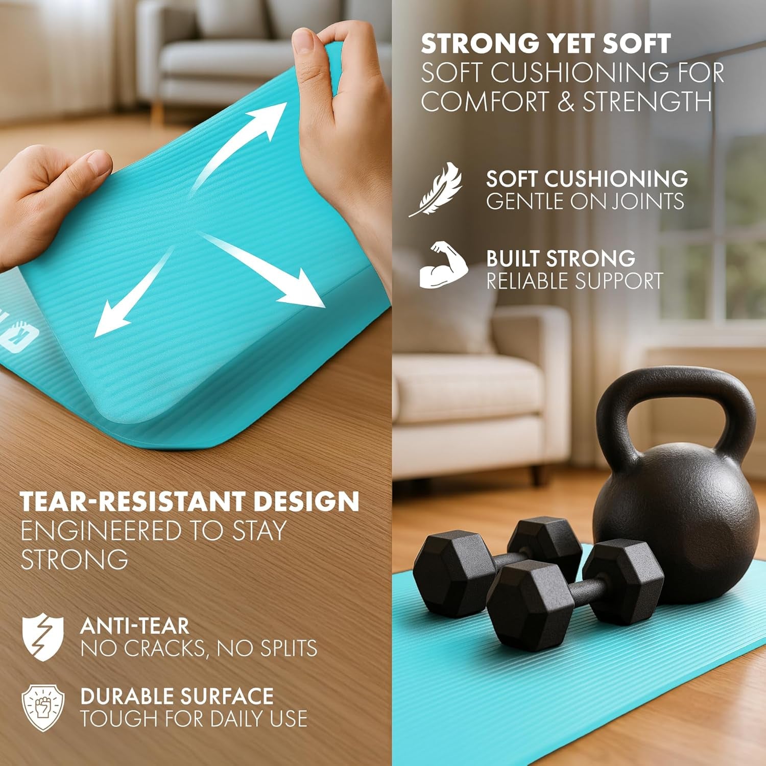 Extra Thick Yoga Mat – Multi-Purpose Foam Mat for Pilates & Therapy - Image 3