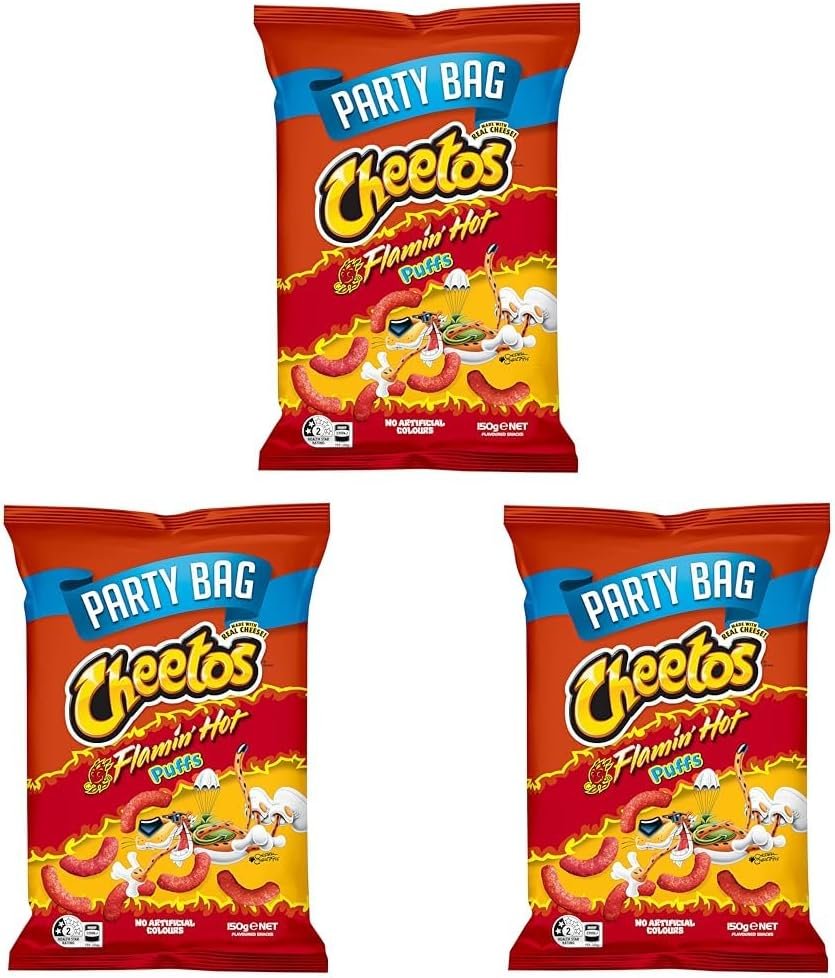 Cheetos Puff Cheese Snacks Share Pack Party Bag Flaming Hot 150g