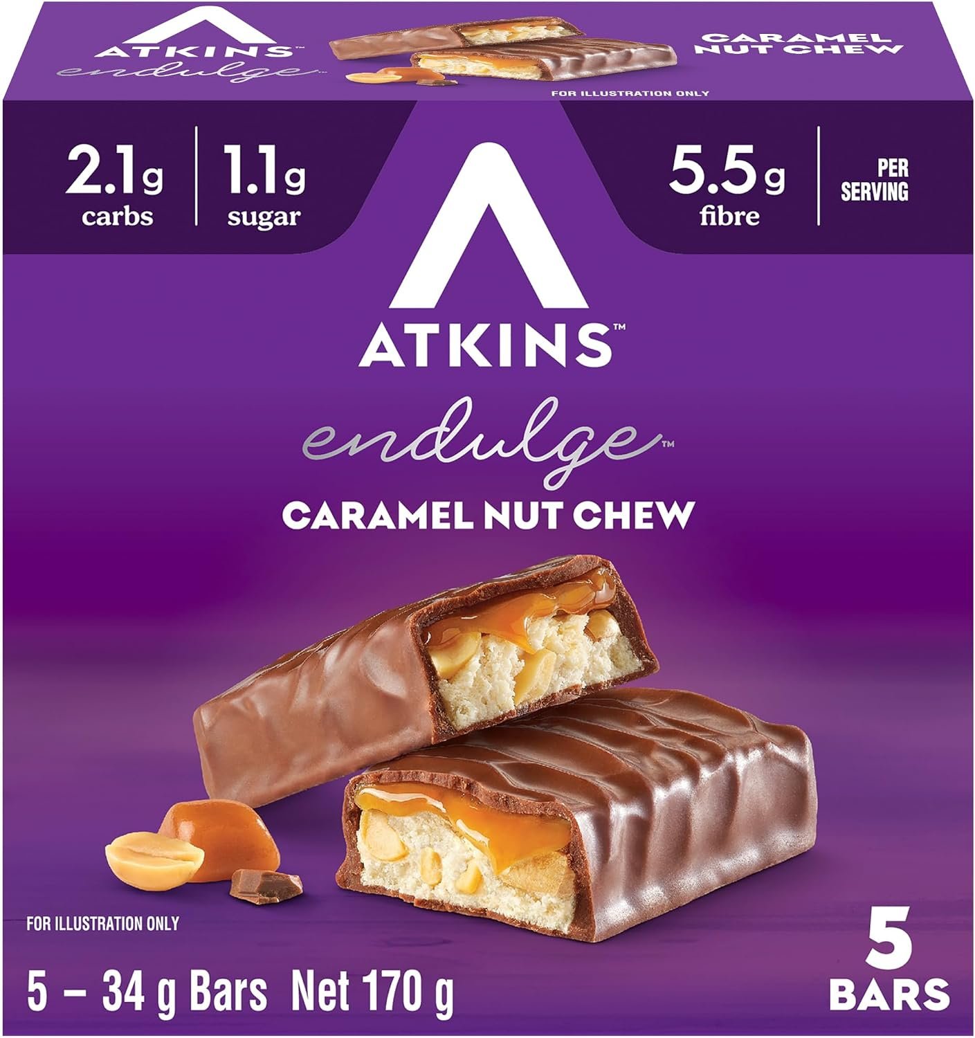 Atkins Endulge Caramel Nut Chew Bars 5 Bar Pack - Image 4