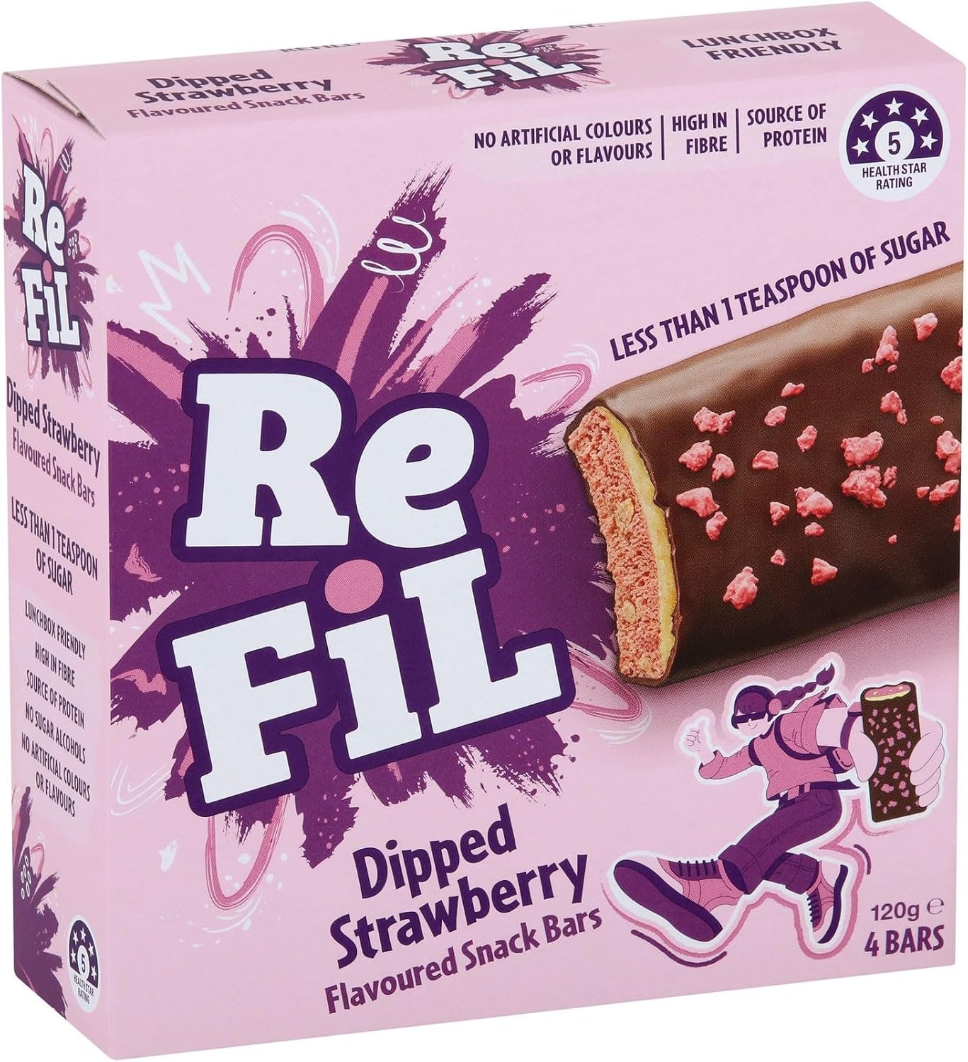 ReFil Dipped Strawberry Snack Bars 4 Pack, 120g - Image 4