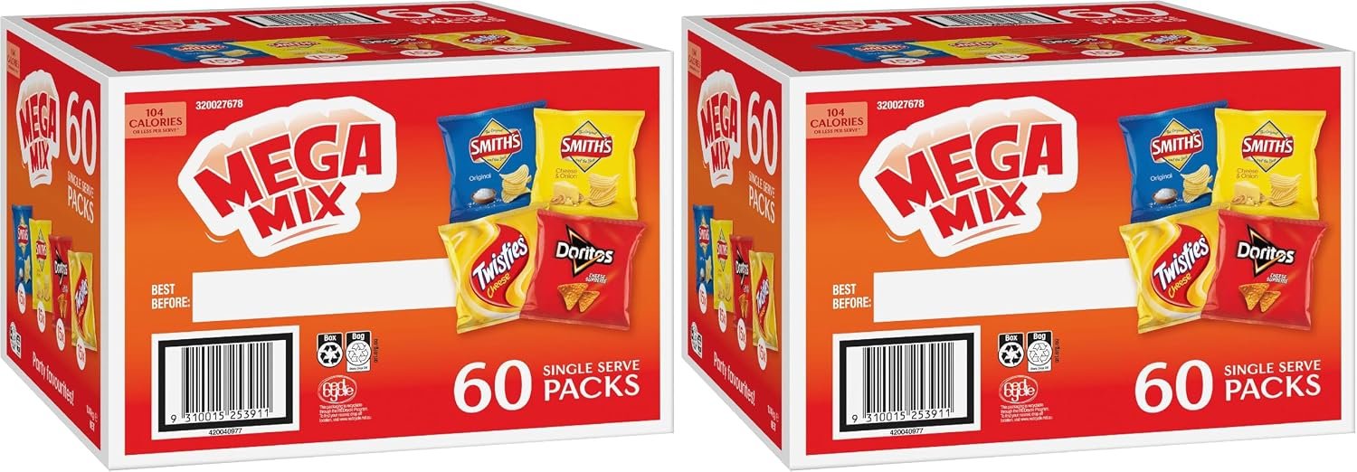 Smiths Potato Chips Mega Mix Value Pack (, Doritos, Twisties) 60 Multipack 1140g - Image 2