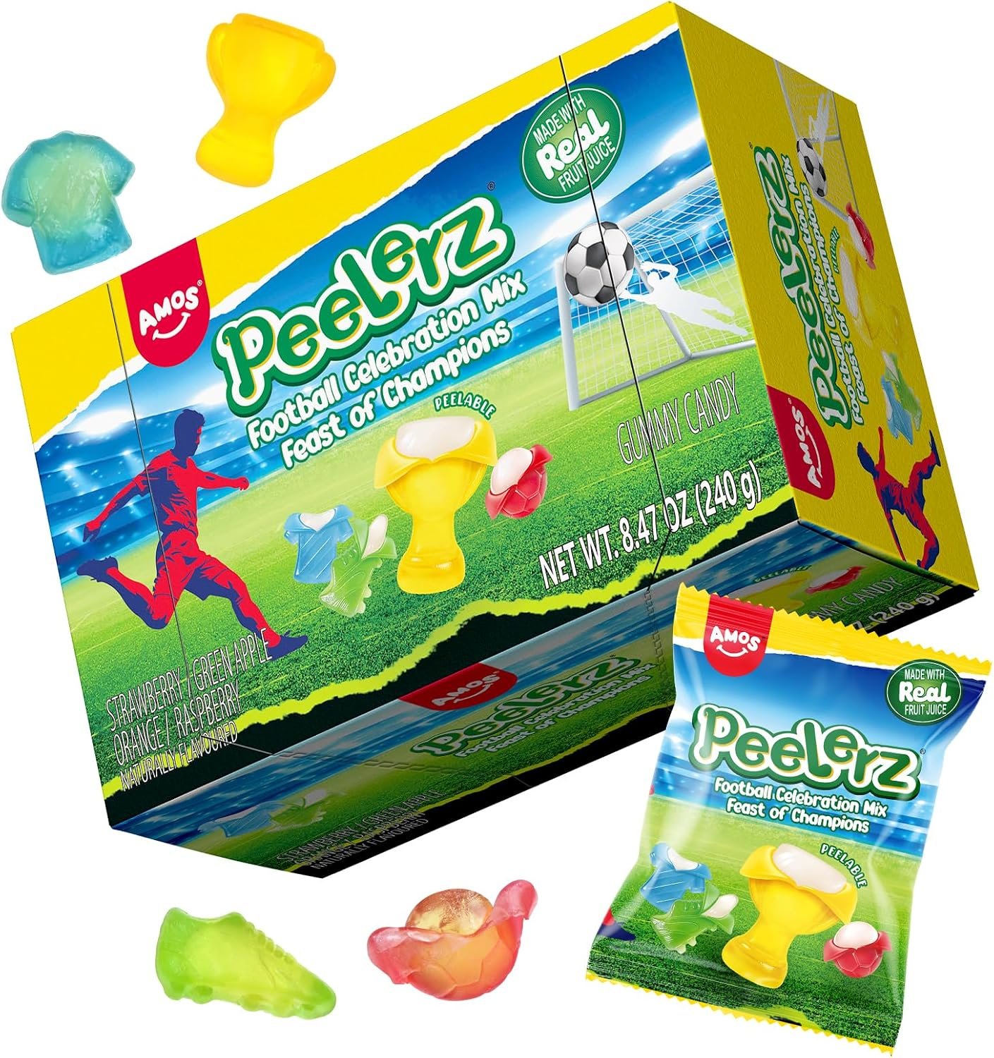 Amos Peelerz Peelable Gummies, 240g Gift Box 10 Individual Pouches - Image 3