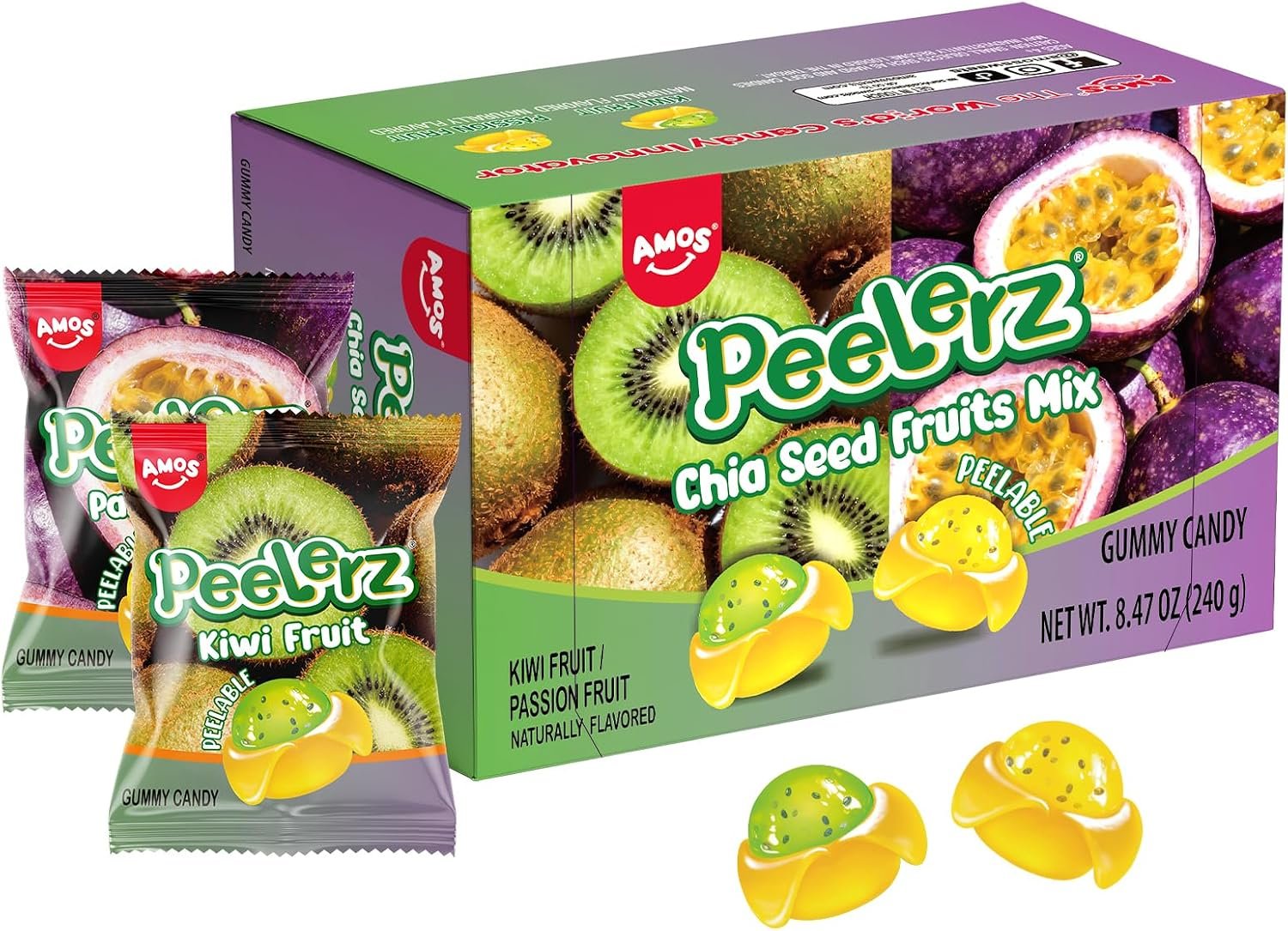 Amos Peelerz Peelable Gummies, 240g Gift Box 10 Individual Pouches - Image 5