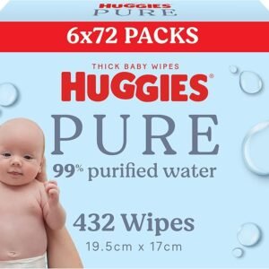 Huggies Thick Baby Wipes 99% Purified Water 432 Count (6 x 72 Pack) - Packaging May Vary